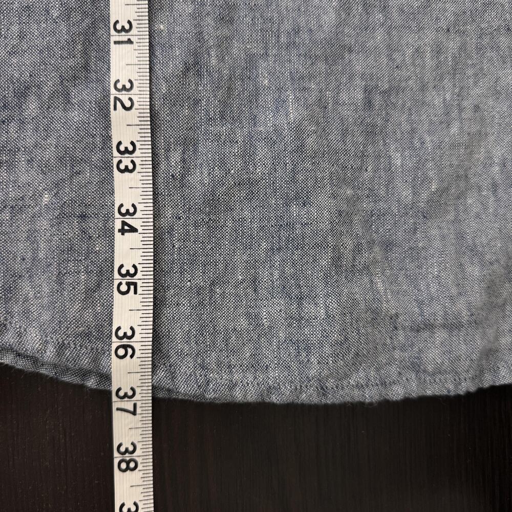 Farmhouse Pottery Dress Womens Small Linen Collared ShirtDress Pockets Blue - Picture 11 of 12